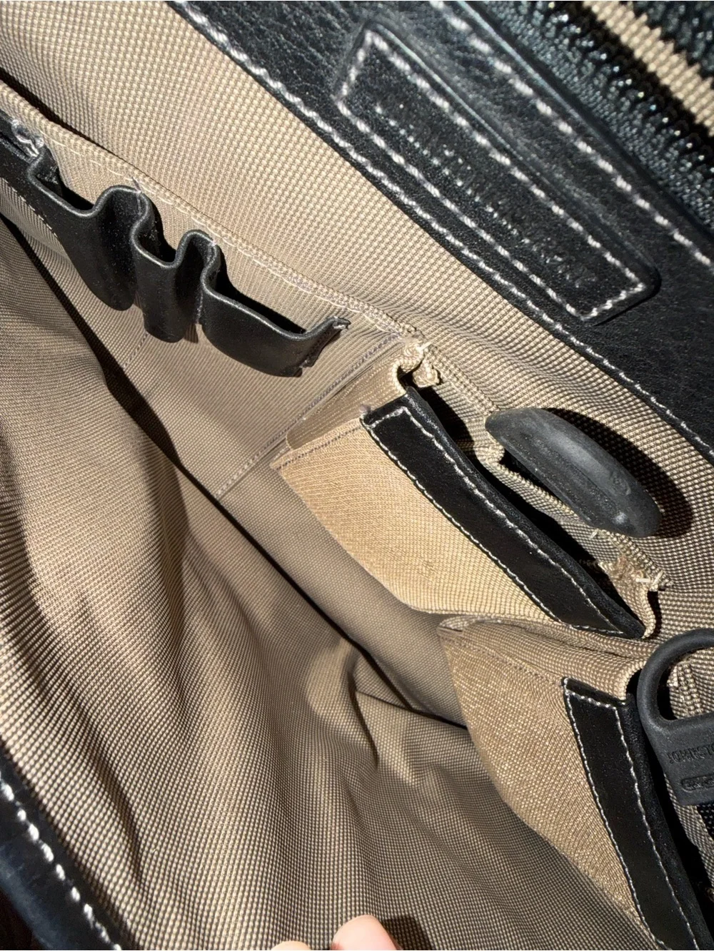 Johnston & Murphy Leather Flapover Briefcase Black Laptop Messenger Bag Shoulder